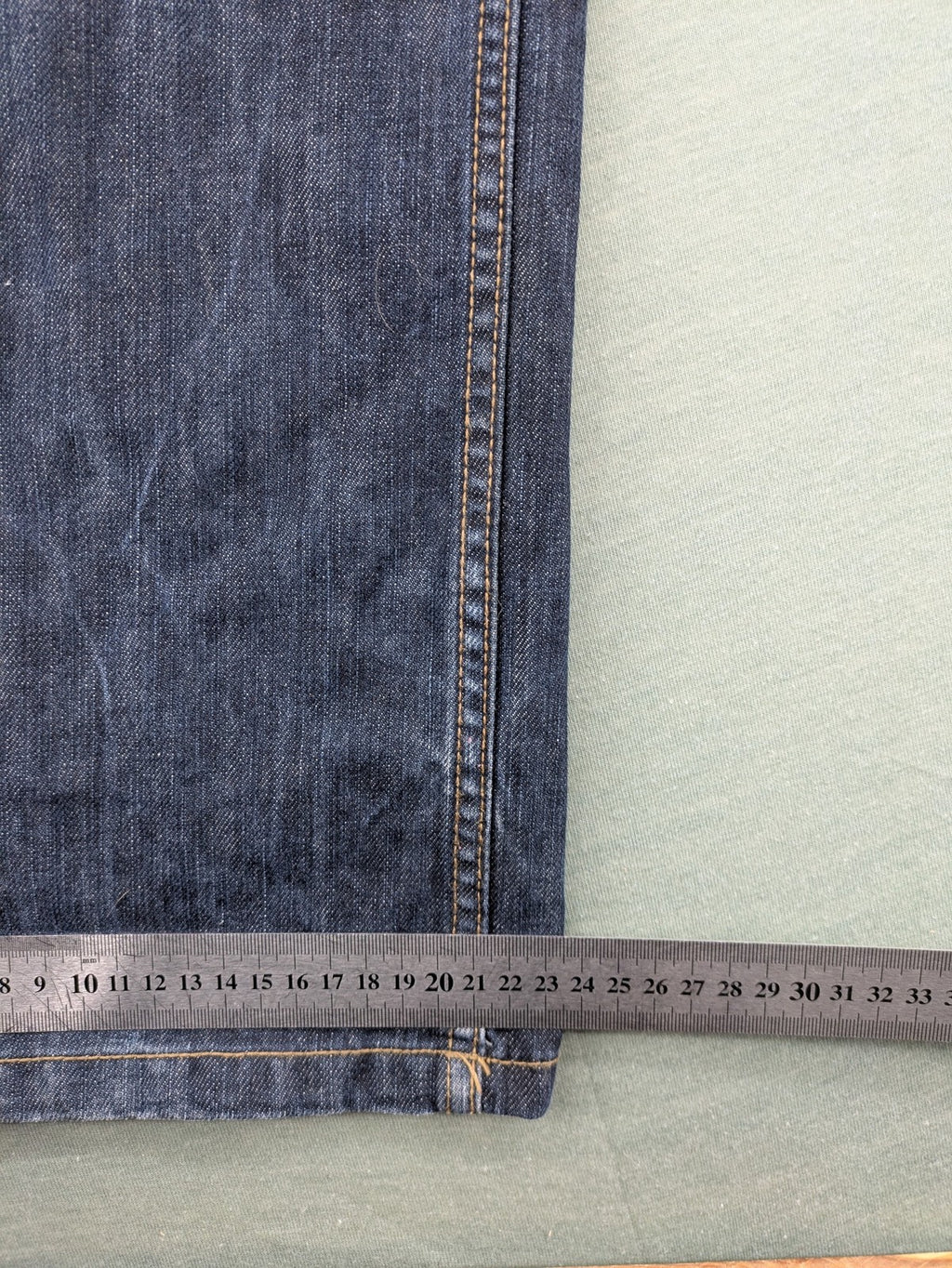 Back Of Beyond blue straight jeans 5-pocket design with classic denim wash.