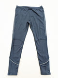 Crane Sports navy running tights with reflective details and zippered ankle openings.