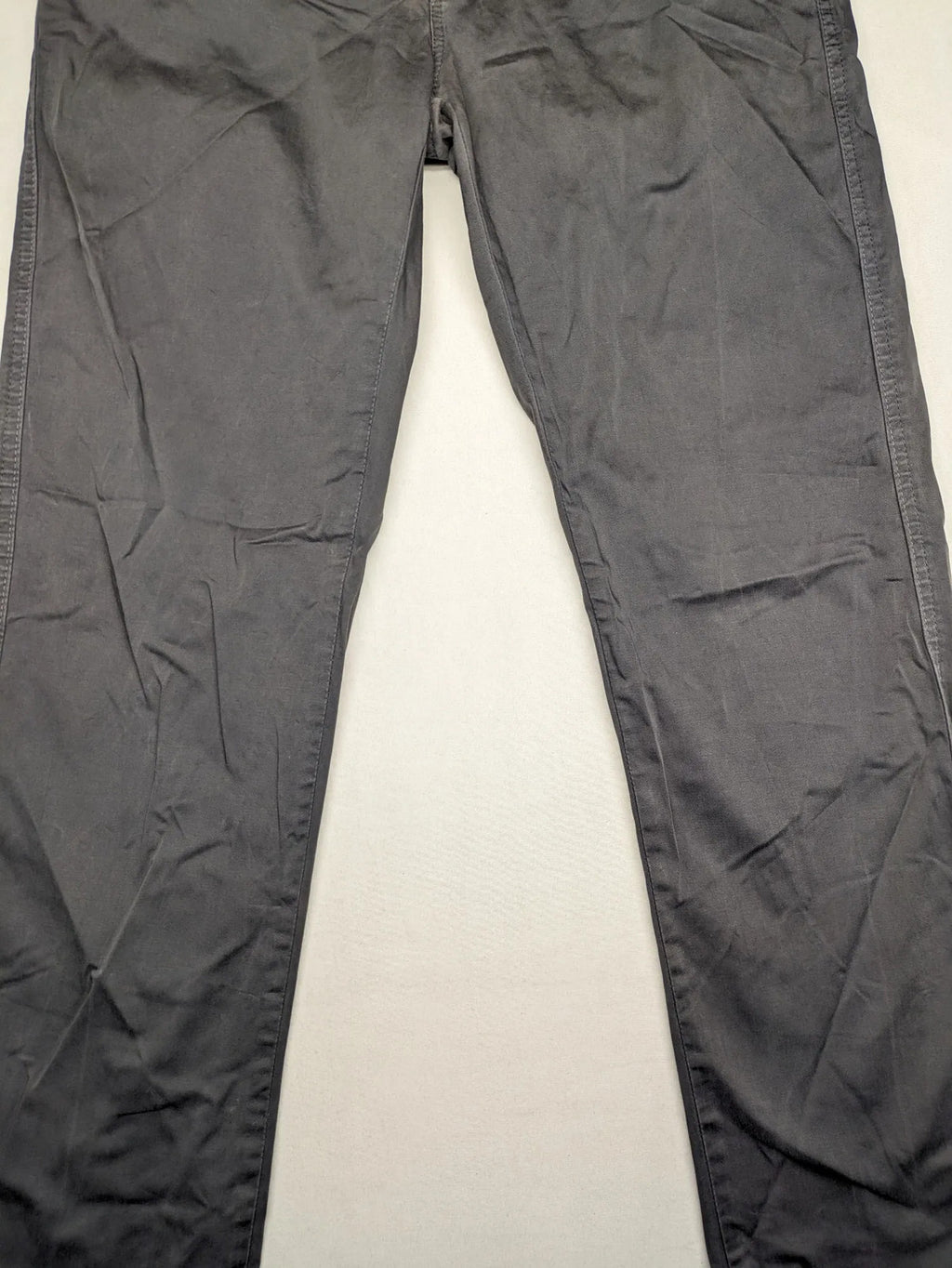 Tommy Hilfiger grey chino pants flat front straight leg subtle logo detail