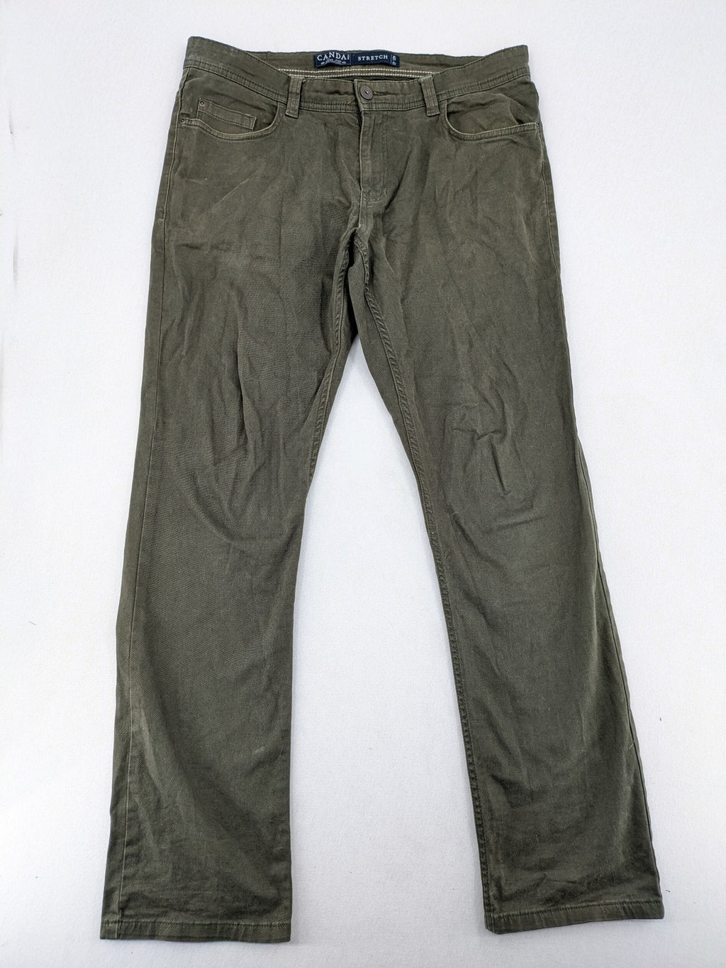 Canda khaki straight jeans 5-pocket design with stretch cotton material.
