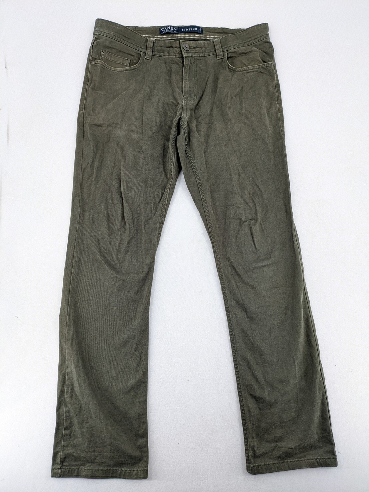 Canda khaki straight jeans 5-pocket design with stretch cotton material.