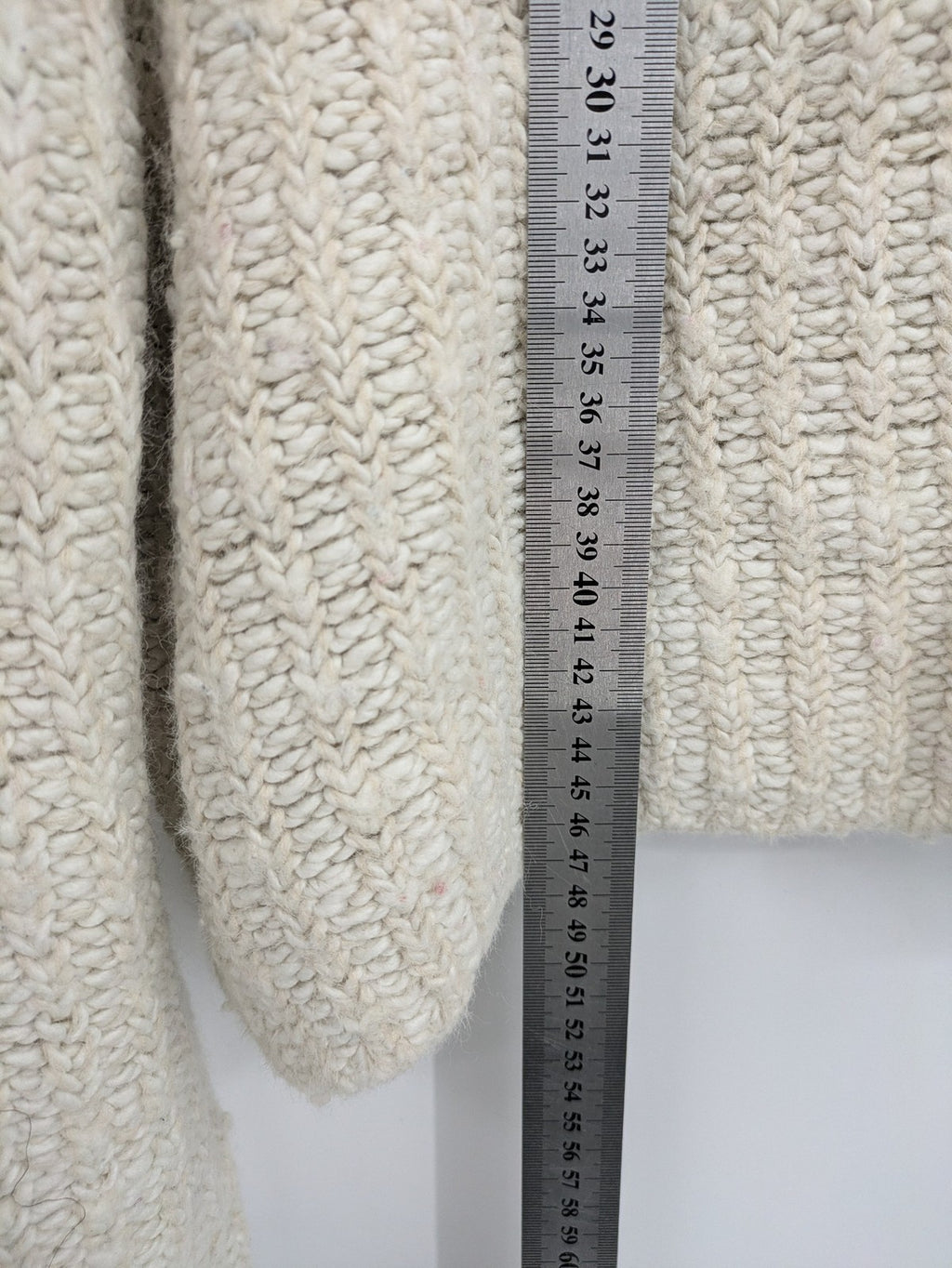 OPUS beige knit jumper chunky knit design with stand-up collar and relaxed fit