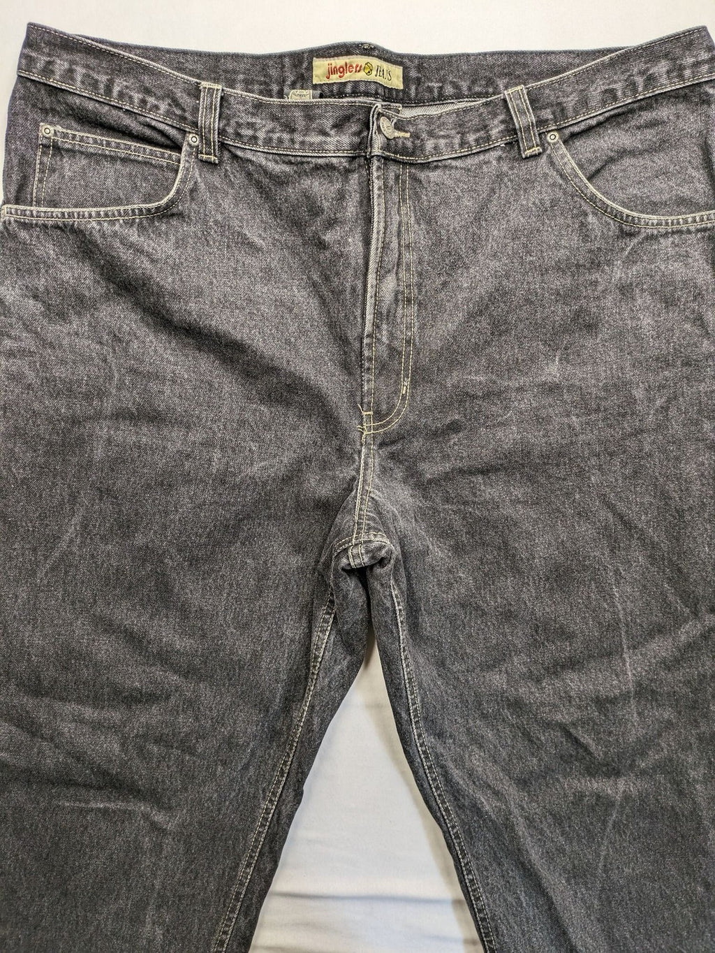 Jinglers straight jeans black grey faded wash, classic 5-pocket style, 100% cotton.
