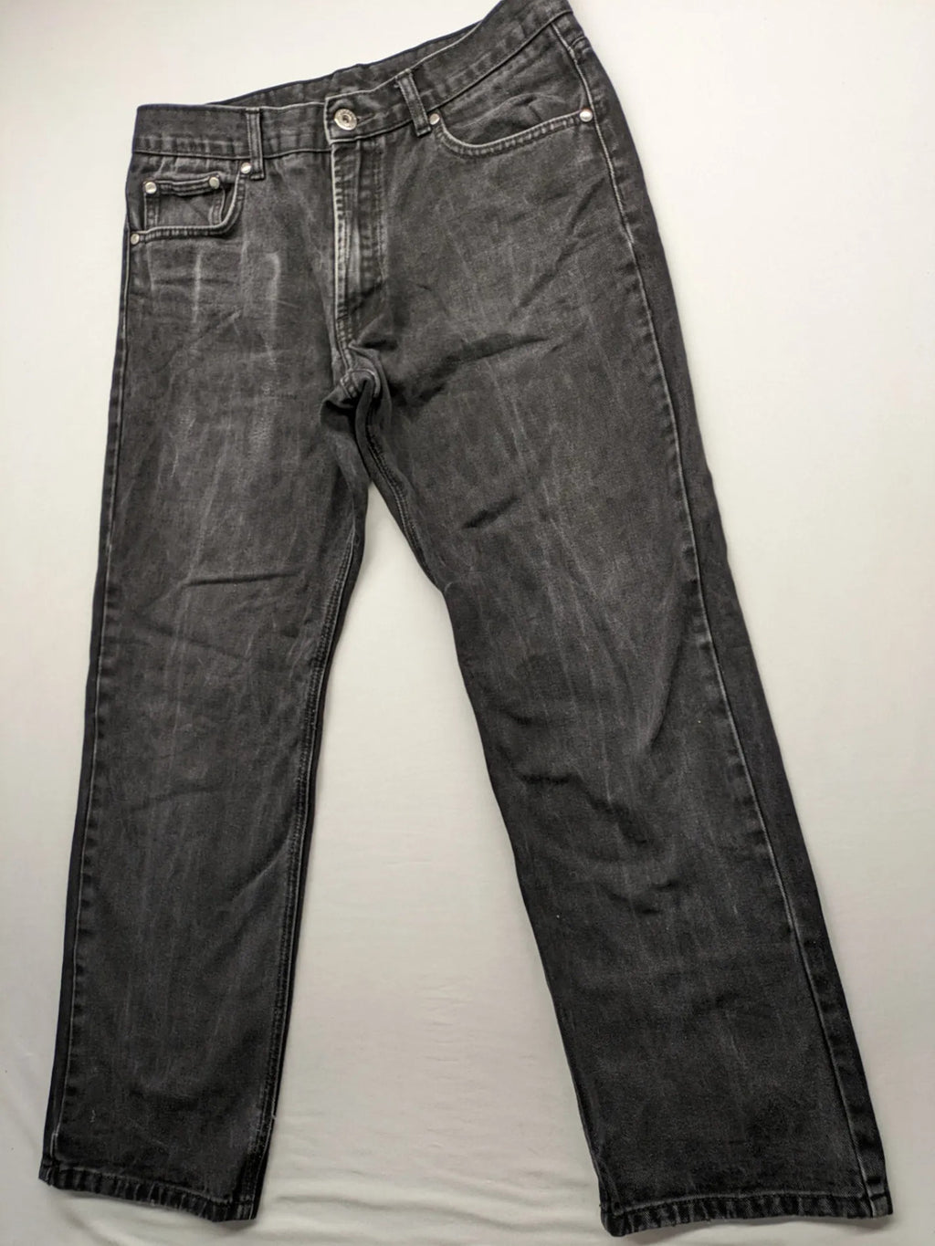 Manguun straight jeans black grey washed denim 5-pocket design regular fit