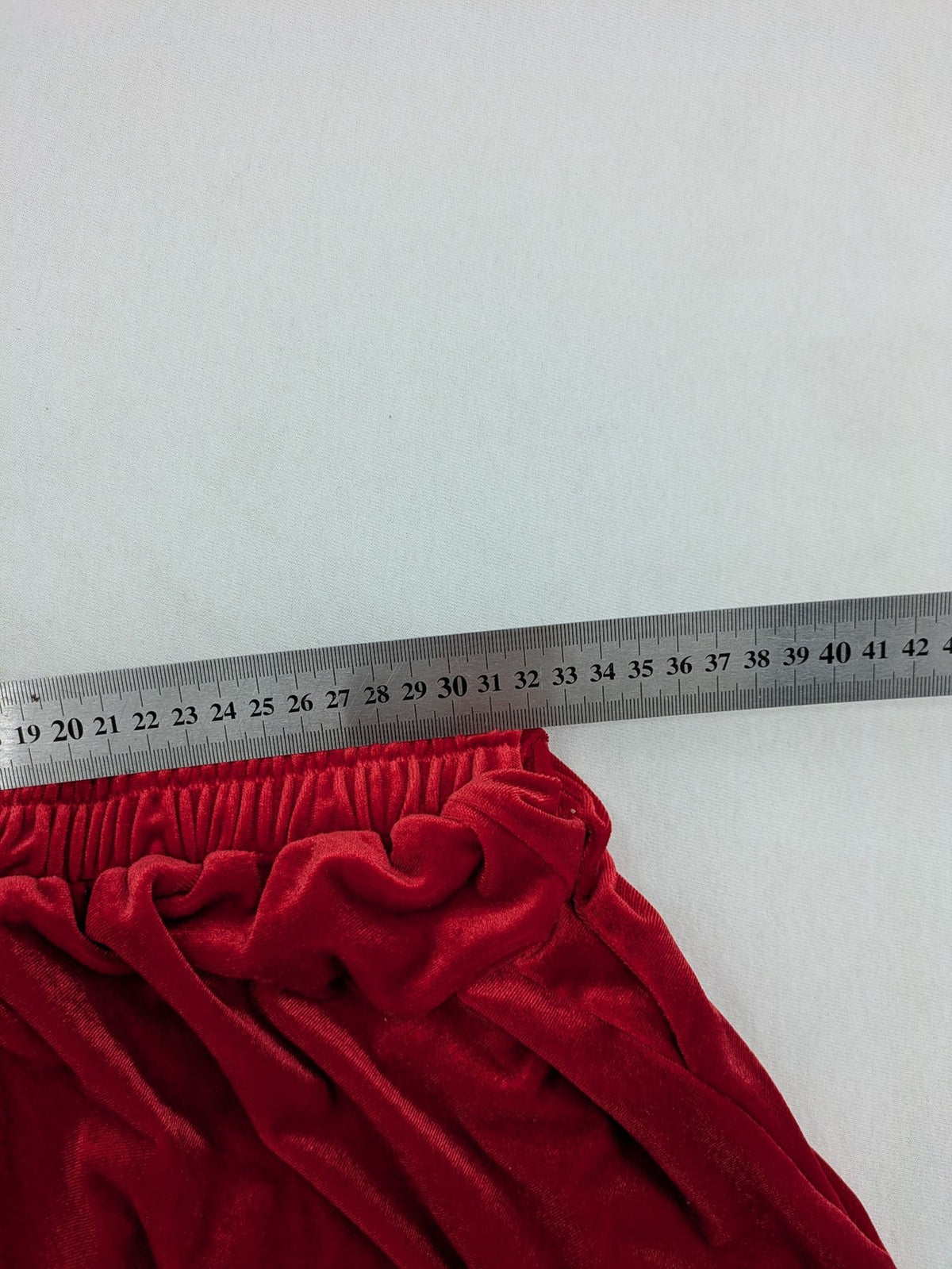 SHEIN red loungewear set velvet fabric with white collar and "Collision 18" graphic.