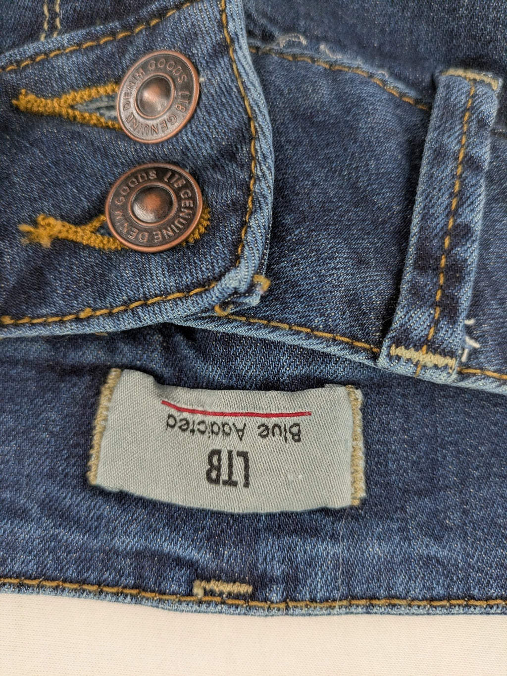 LTB blue skinny jeans dark wash double button closure stretch denim