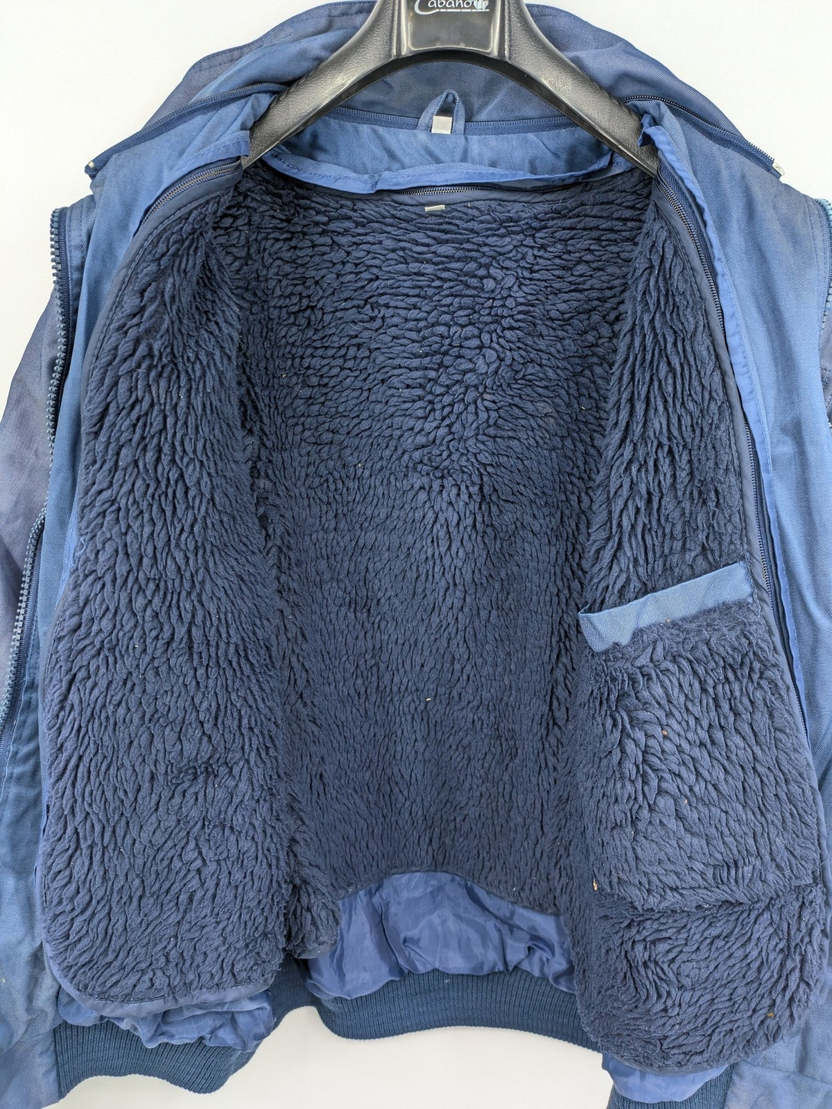 Planam blue bomber jacket with Teddy fleece lining and Laudon logo on chest.