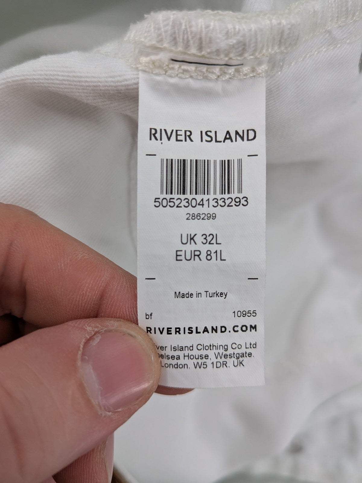 River Island white straight jeans slim fit 100% cotton denim modern design