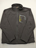 Maui Sports grey softshell jacket XL with contrasting yellow zipper and multiple pockets.