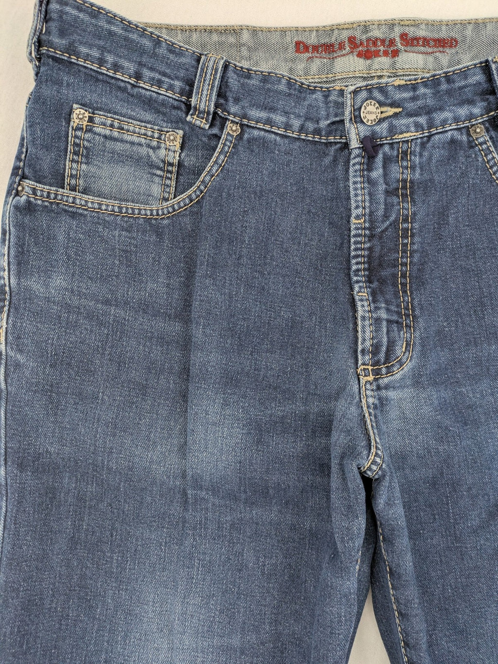Joker blue straight jeans 5-pocket design durable cotton regular fit