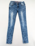 Retour blue slim fit jeans with classic 5-pocket style and adjustable waistband.