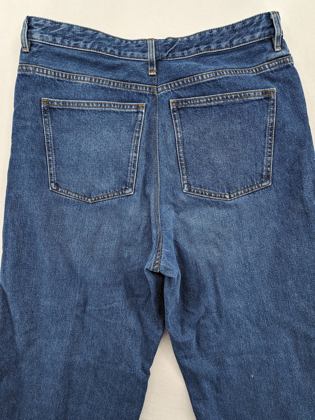 COS blue straight jeans relaxed fit high waist button fly 100% cotton denim.