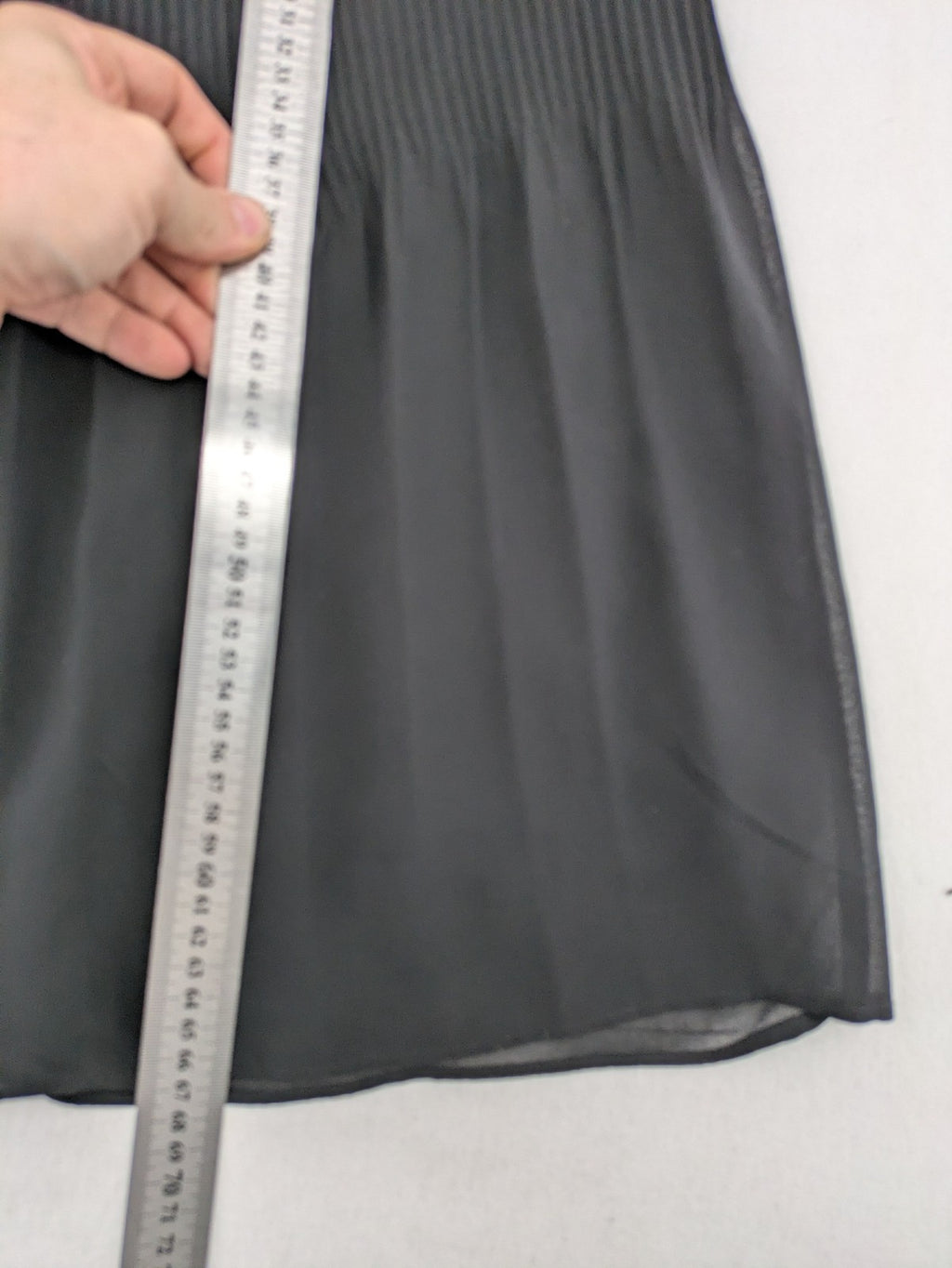 C&A grey top sleeveless pleated chiffon overlay with silver studs at neckline