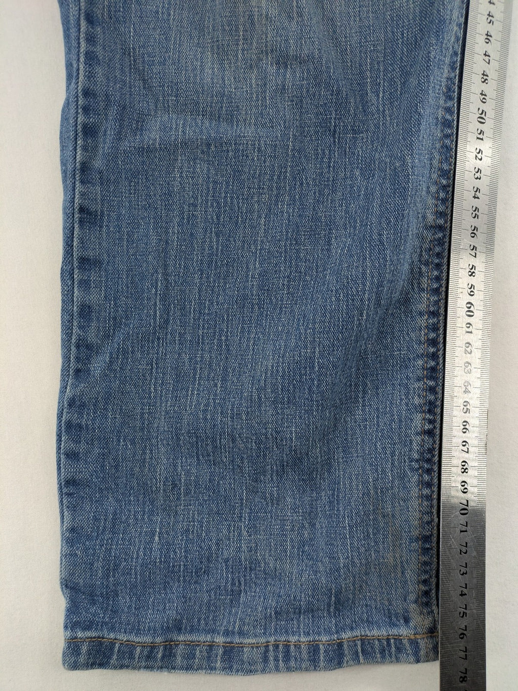 Wallbusch blue straight jeans with elastic waistband, drawstring, and breathable linen blend.