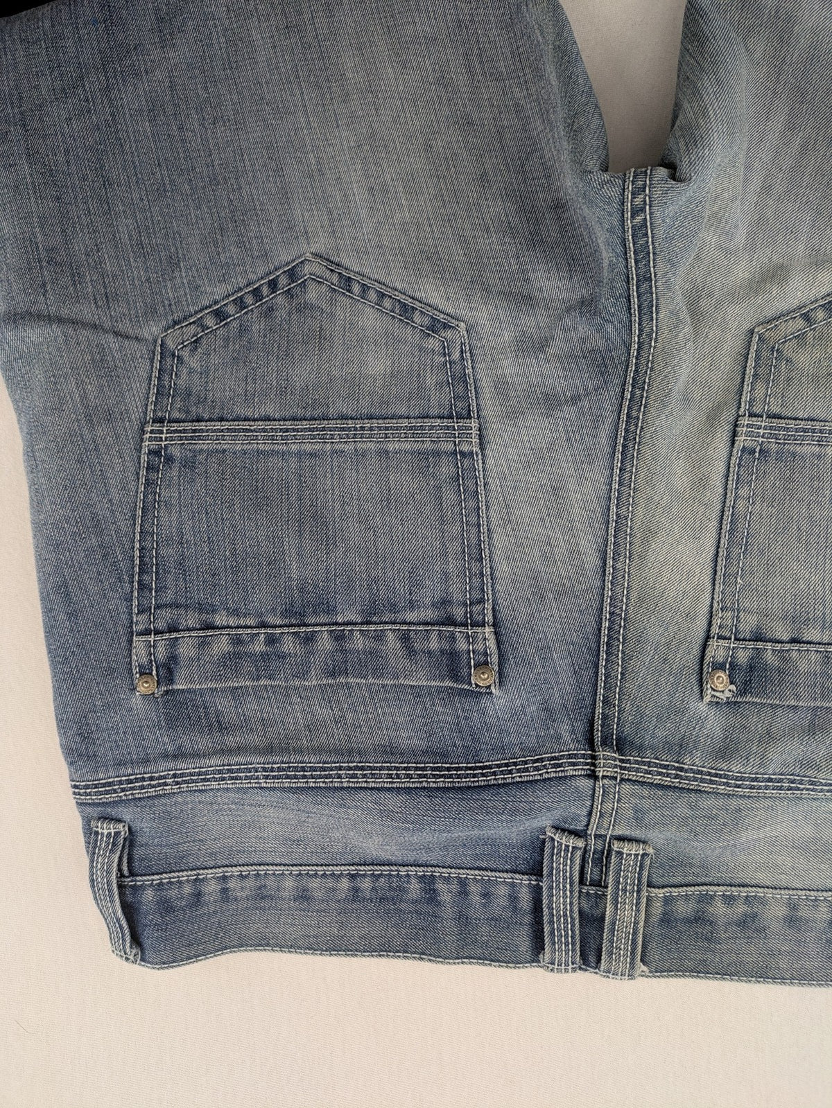 Livergy blue straight jeans with "Streetmove" logo, classic 5-pocket style, cotton-polyester blend.