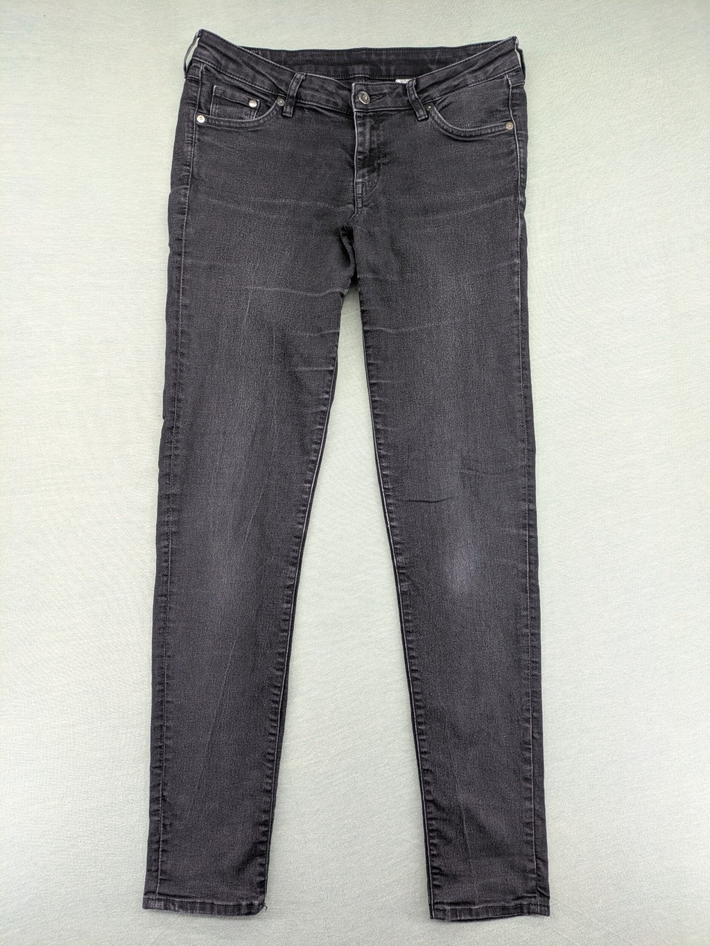 H&M grey super skinny jeans low rise with stretch denim and classic design.