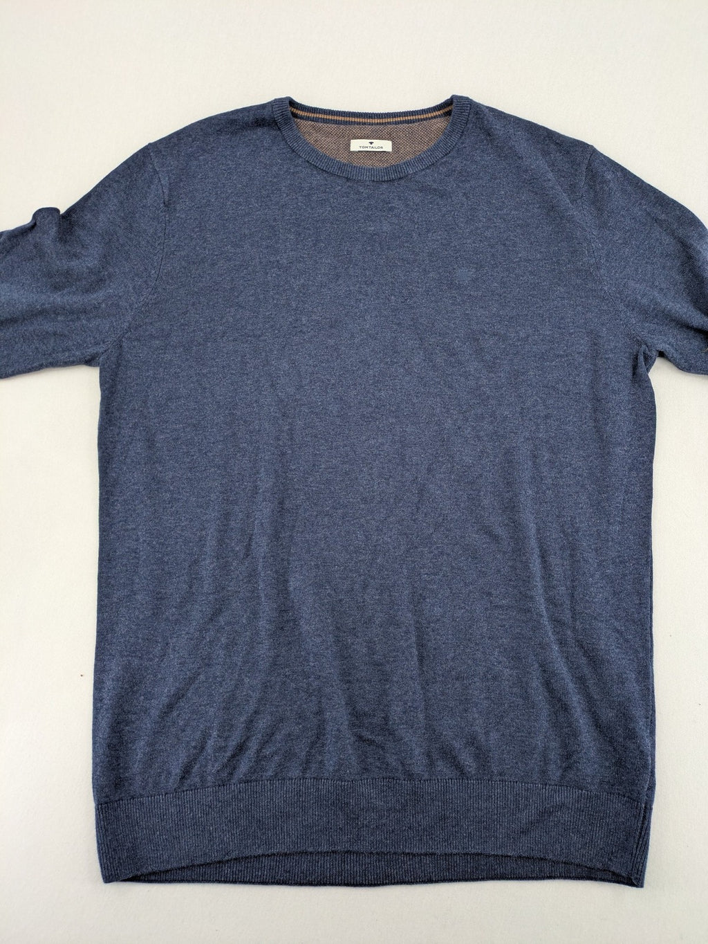 Tom Tailor blue turtle neck jumper with subtle logo embroidery and ribbed cuffs.