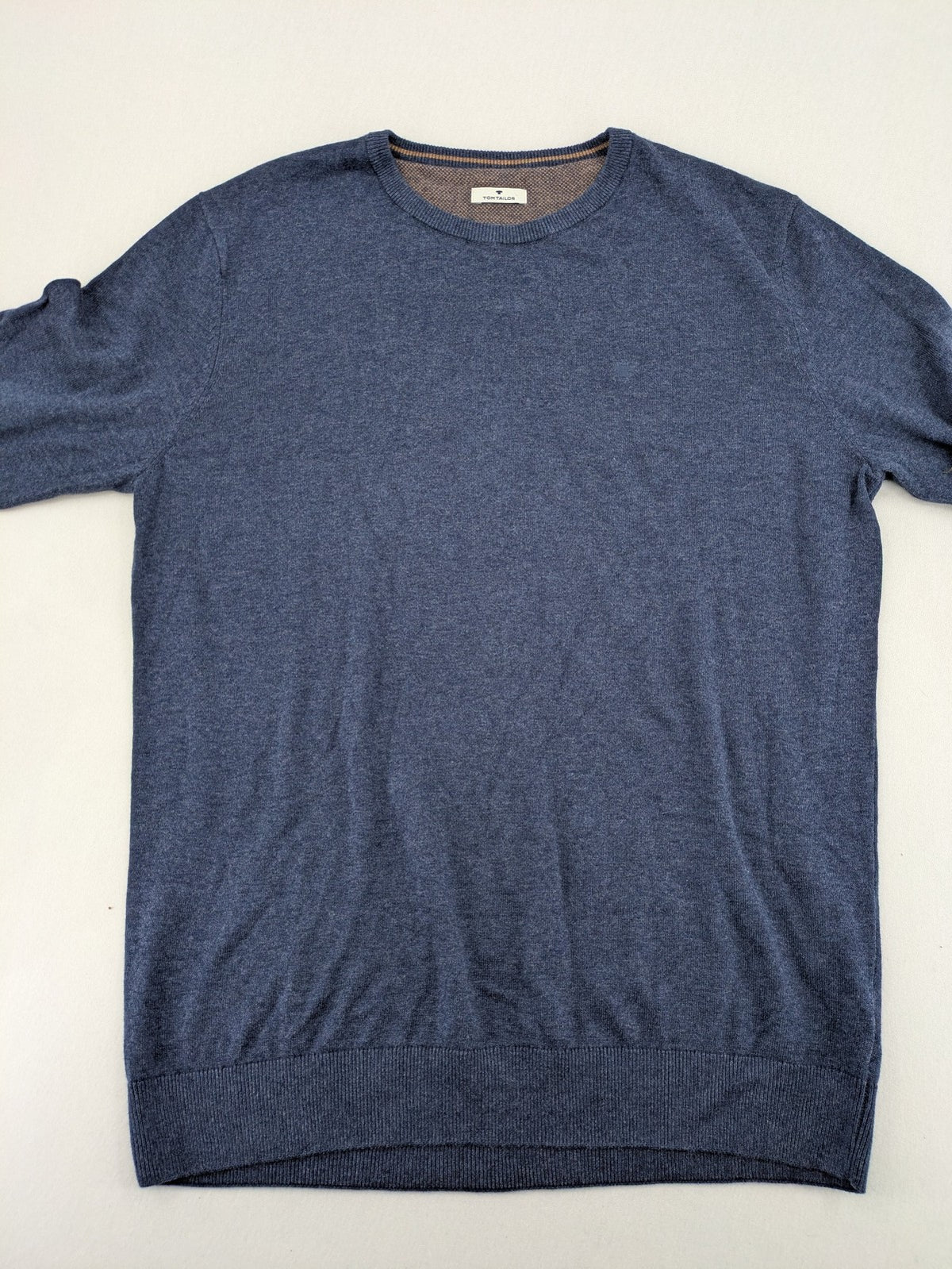Tom Tailor blue turtle neck jumper with subtle logo embroidery and ribbed cuffs.