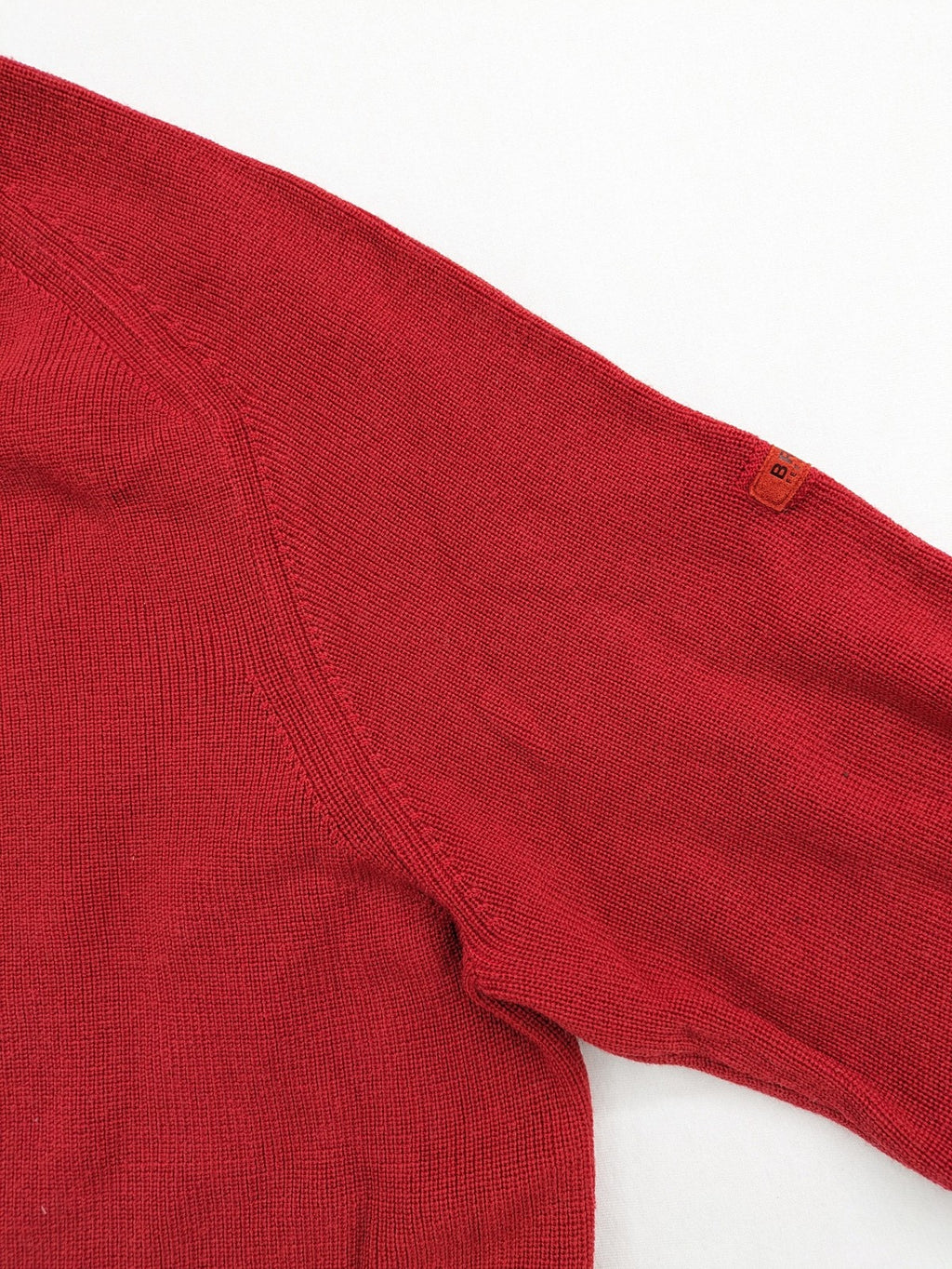 BRAX red turtle neck jumper V-neck design made from merino wool and cotton blend.