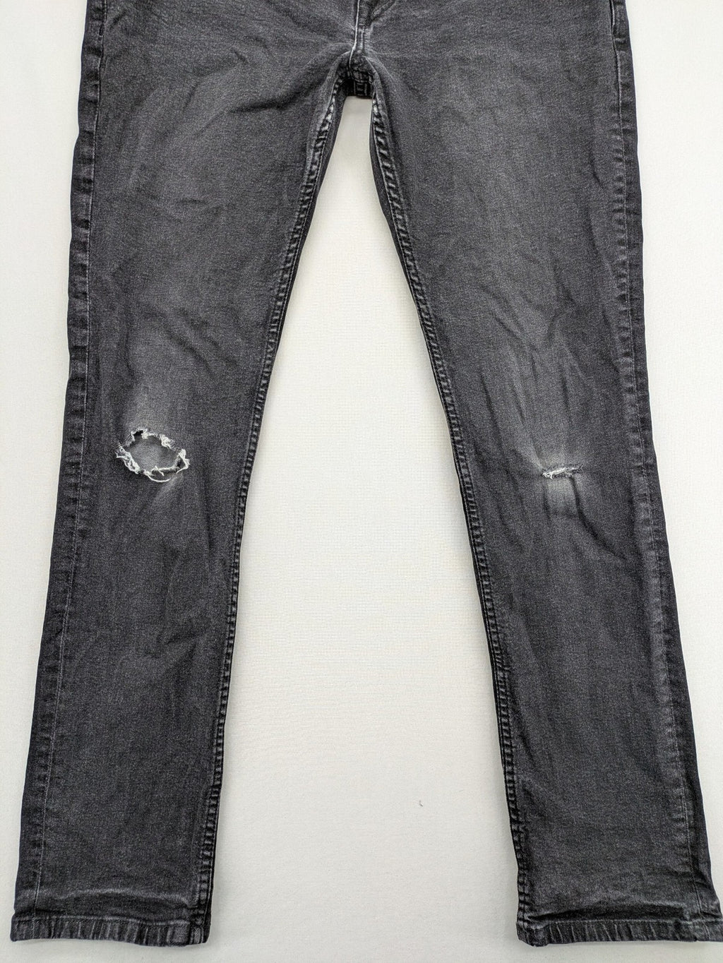 up2 fashion grey slim fit jeans distressed ripped knees cotton blend