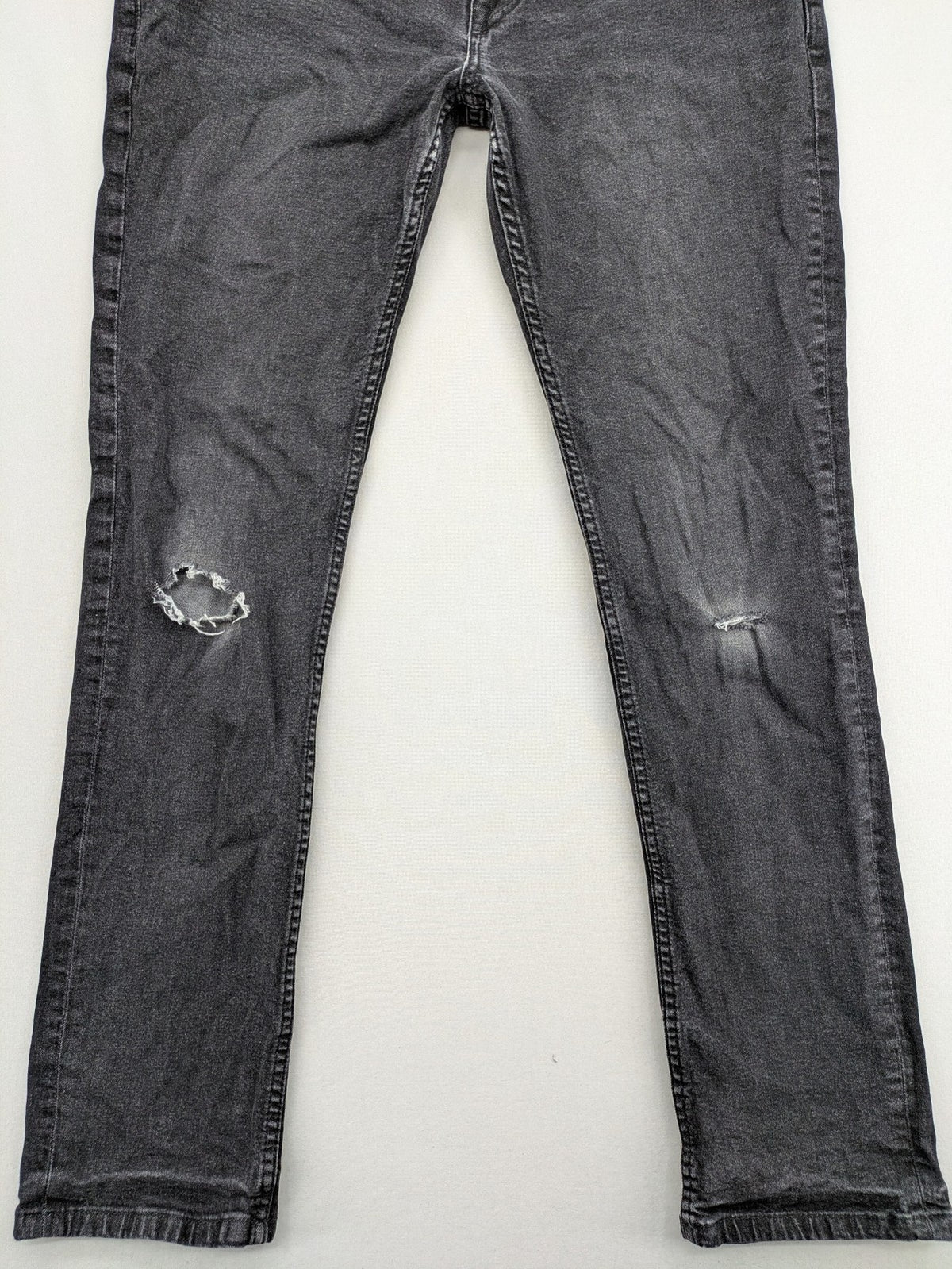 up2 fashion grey slim fit jeans distressed ripped knees cotton blend