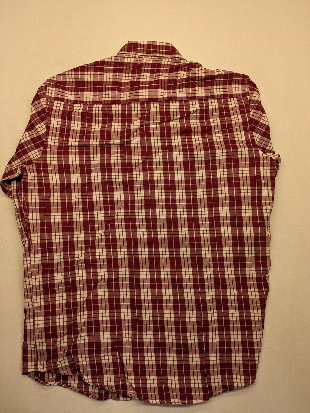 Rover & Lakes red checkered long sleeve shirt, button-down collar, 100% cotton twill.