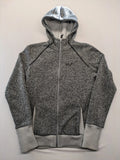 Jack Wolfskin grey fleece jacket with logo detailing and two front pockets.