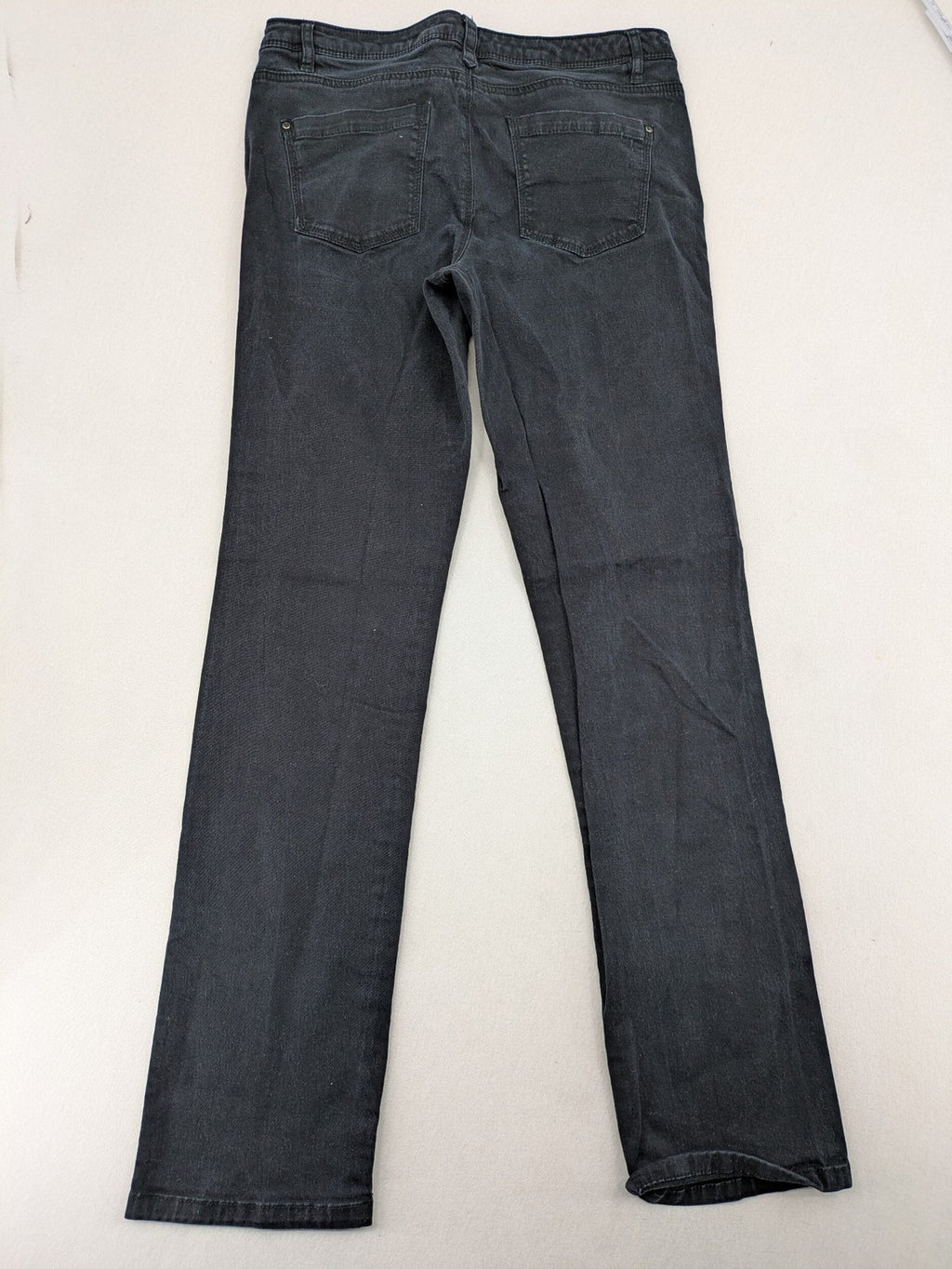 Yessica black straight leg jeans 5-pocket design cotton blend with stretch.