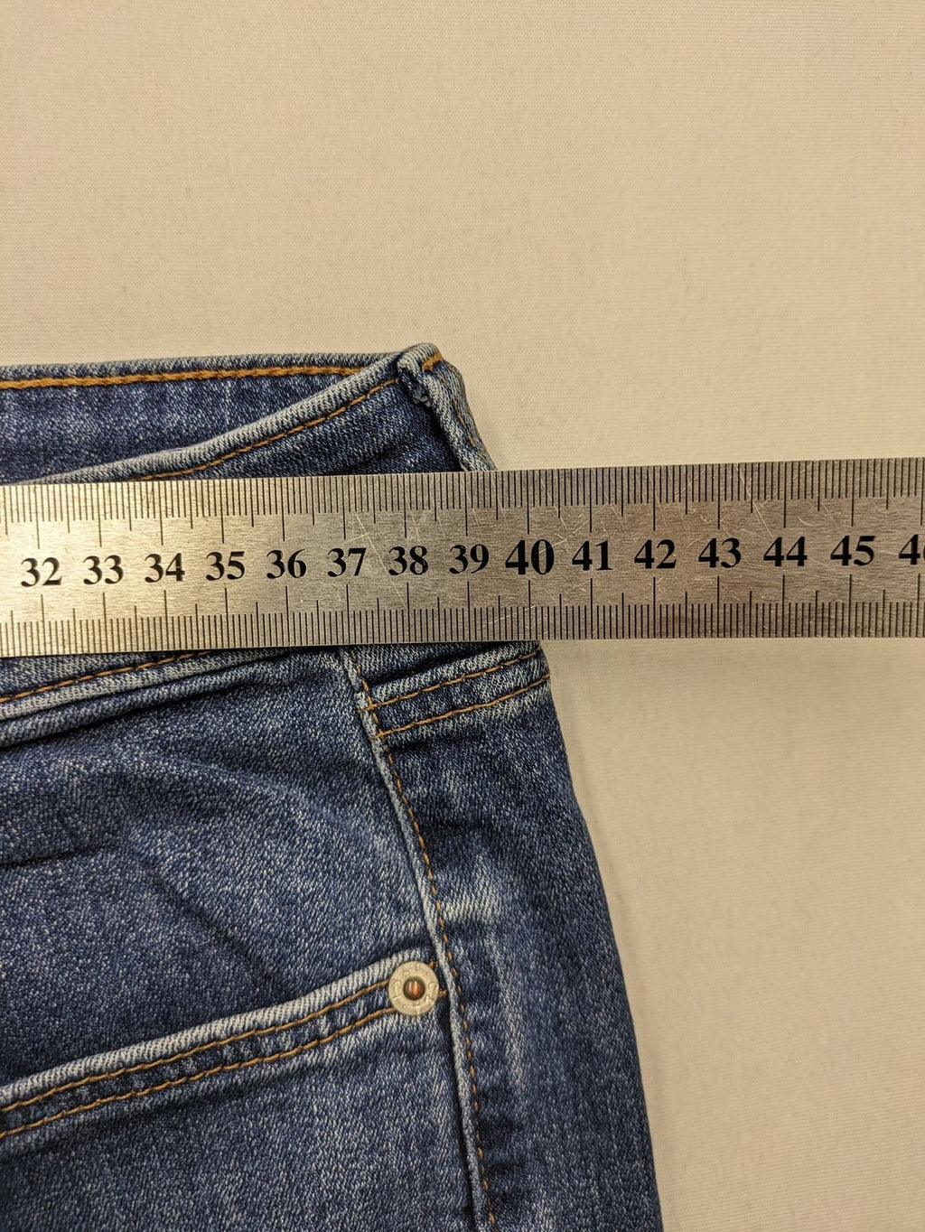 C&A blue high slim straight jeans with high waist, classic 5-pocket design, stretch denim.