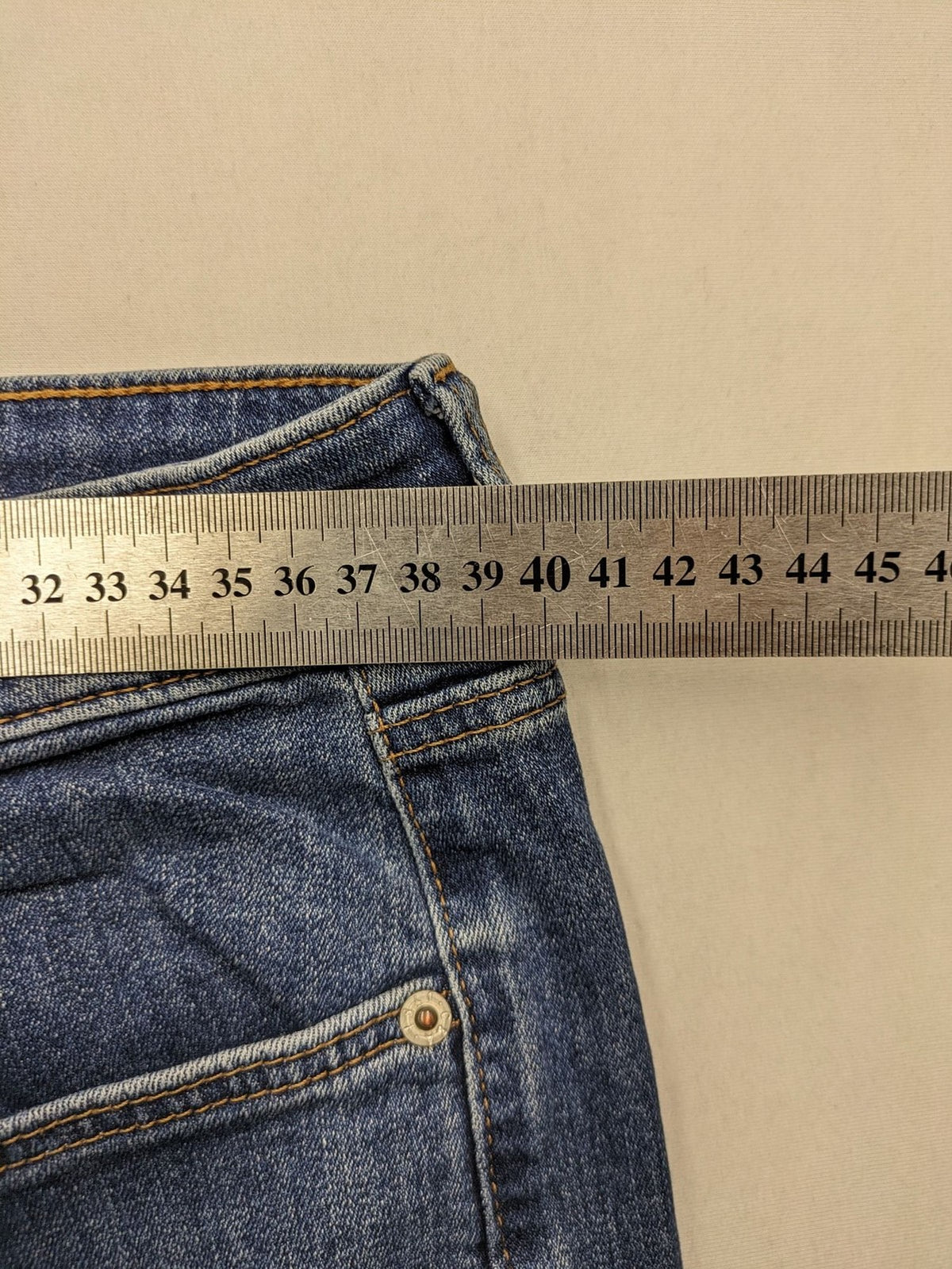 C&A blue high slim straight jeans with high waist, classic 5-pocket design, stretch denim.