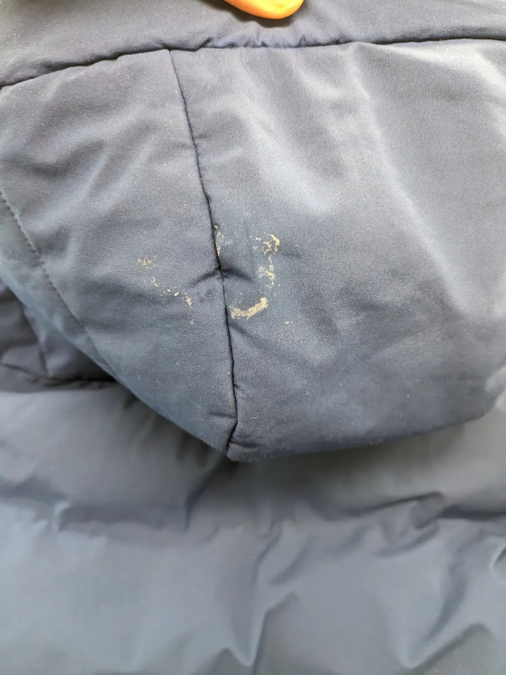 C&A blue winter jacket with hood, zip closure, and multiple pockets, used condition.