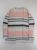 Jonas multi turtle neck jumper with striped pattern and open front design.