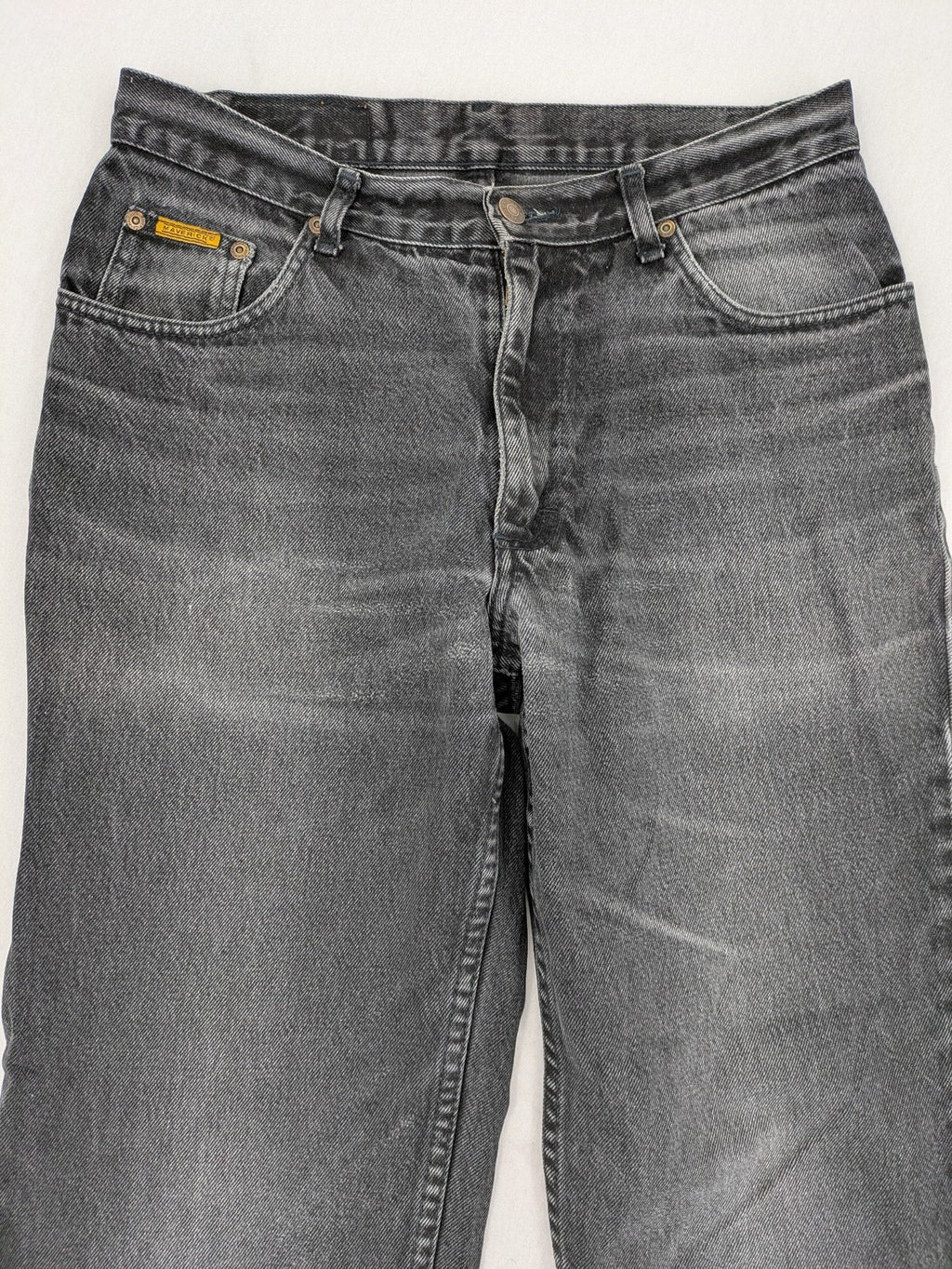Maverick black straight jeans faded wash with iconic logo on back patch.
