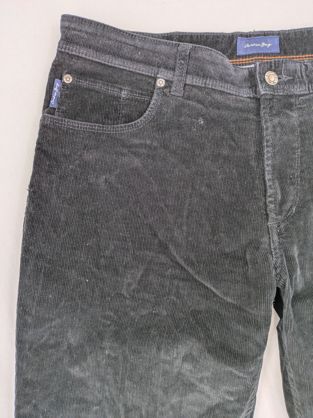 Christian Berg black cord pants straight fit 5-pocket design cotton blend