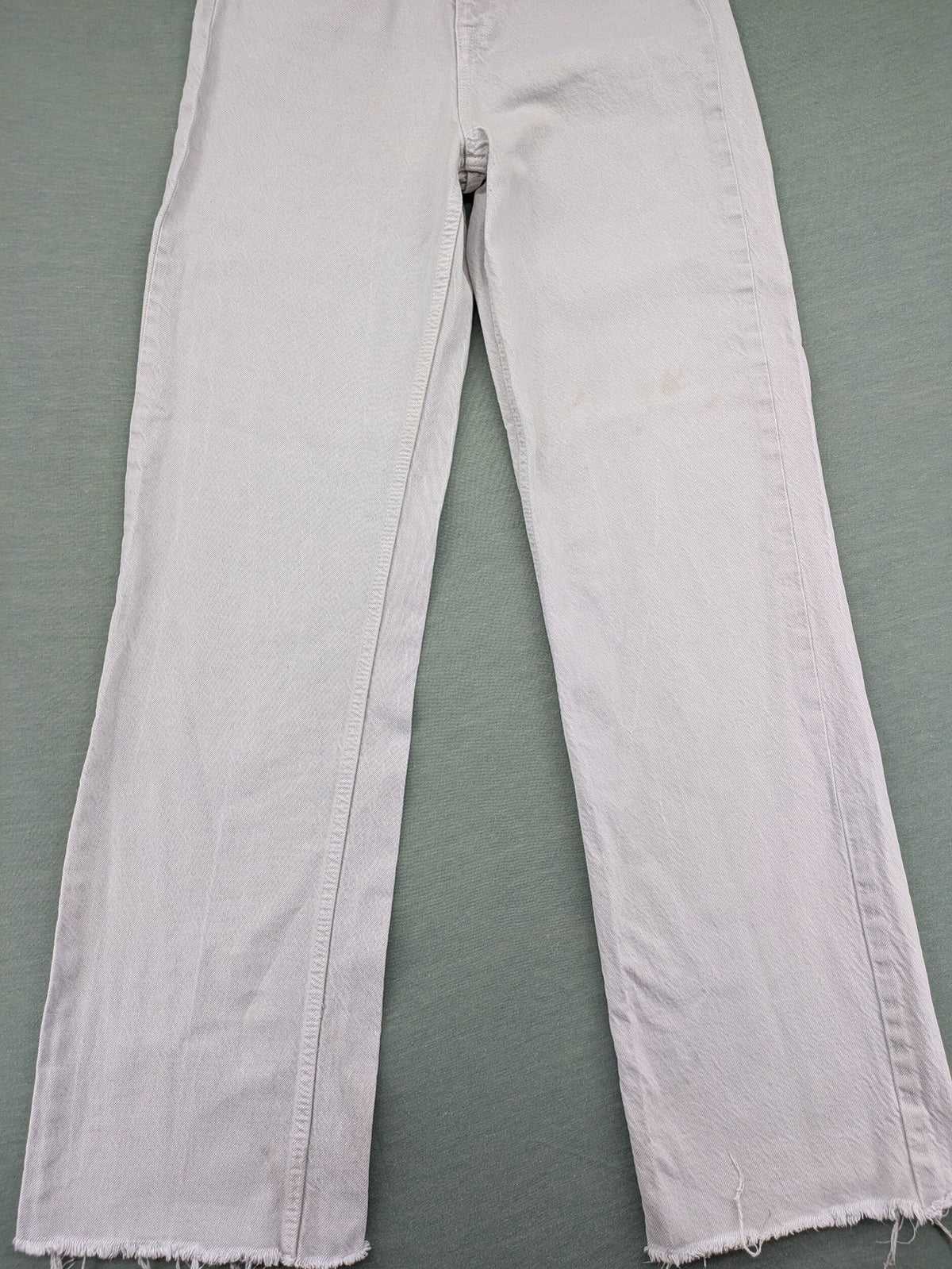 Zara grey straight jeans high waist 5-pocket design frayed hem vintage style