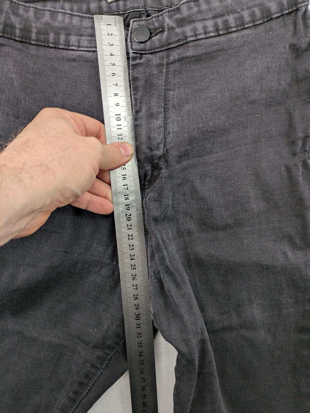 Denim & Co. black skinny jeans high waist stretch denim with washed finish.