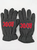 Merch black gloves soft fleece embroidered red AC/DC logo patch