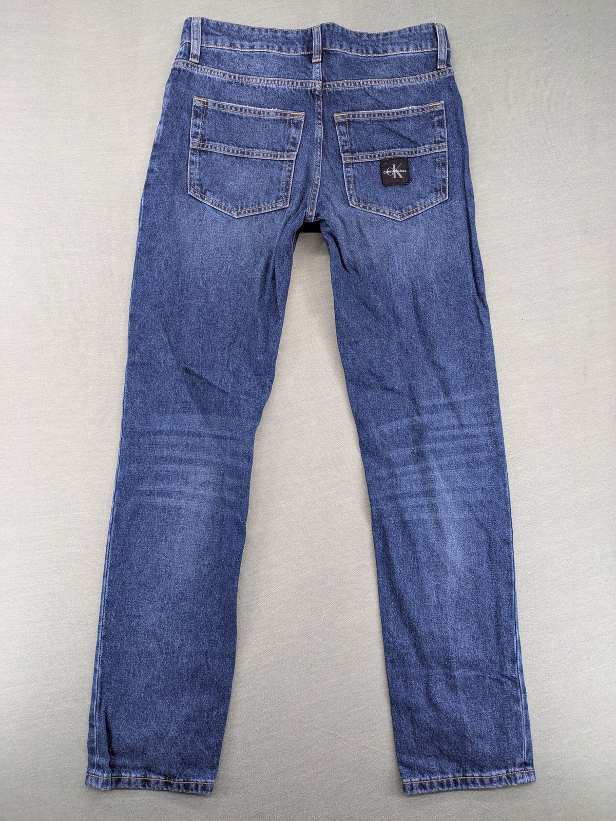 Calvin Klein Jeans blue straight jeans classic five-pocket design adjustable waistband 100% cotton