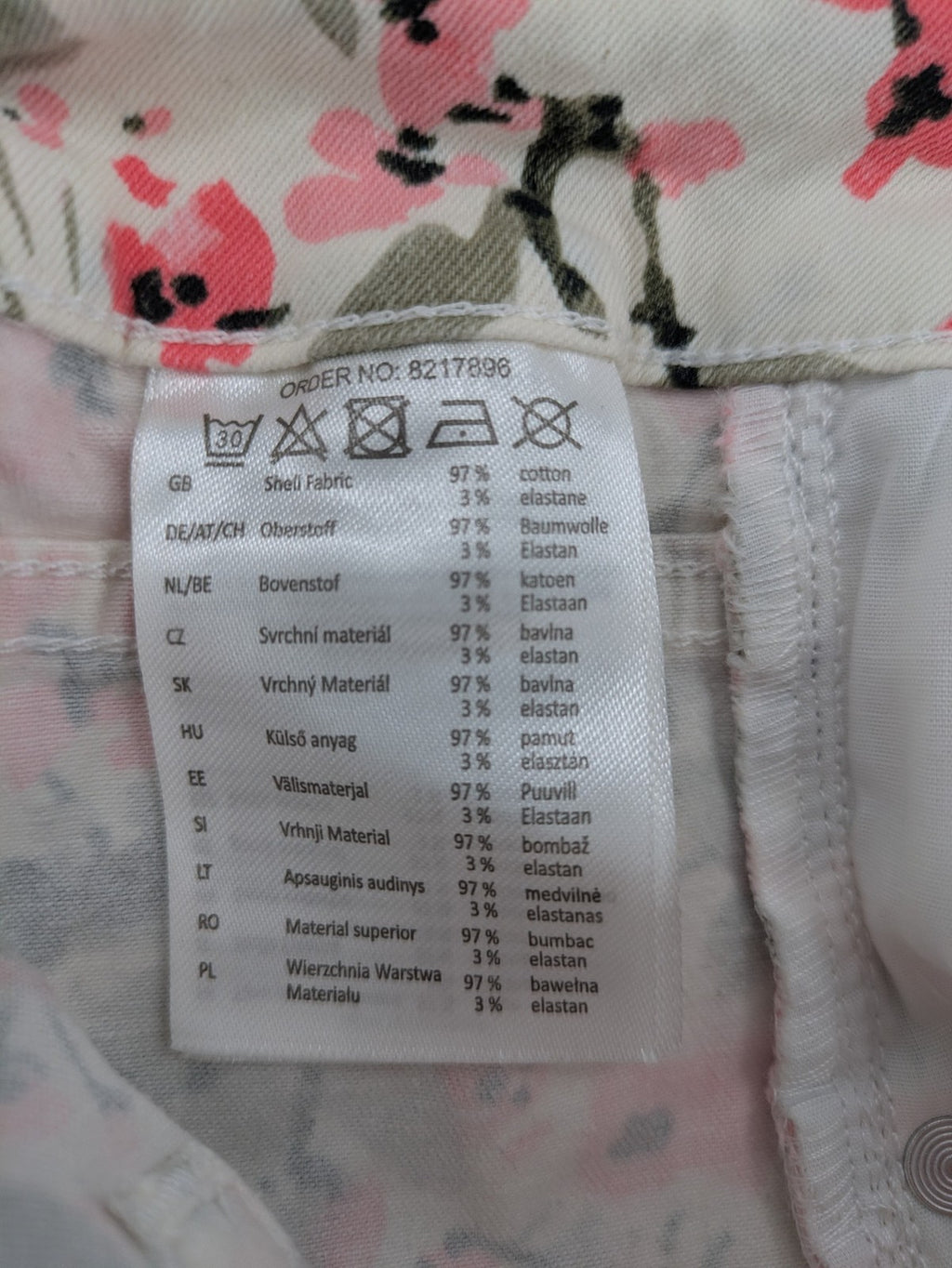 ever.me multi pants high waist floral pattern cotton blend with button closure
