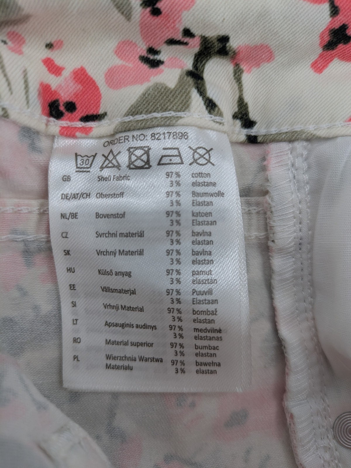 ever.me multi pants high waist floral pattern cotton blend with button closure