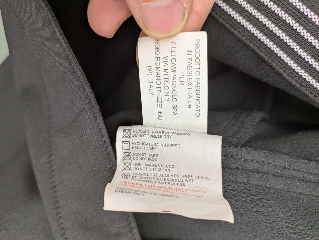 cmp black softshell pants with wind protection technology and white logo details
