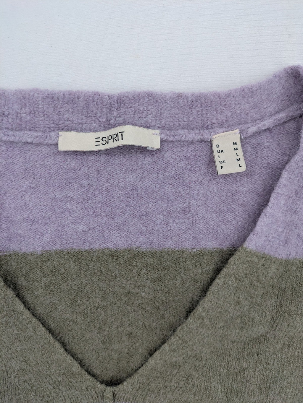 Esprit pink turtle neck jumper multicoloured striped pattern soft wool blend material