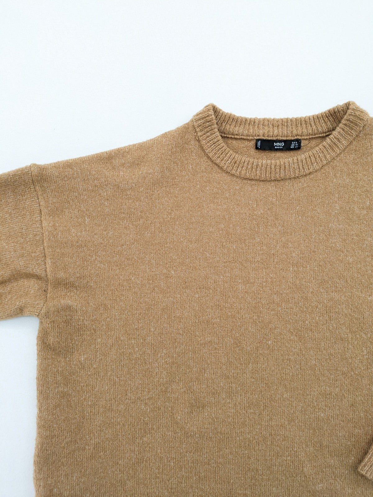 MNG beige turtle neck jumper soft knit long sleeves ribbed hem side slits