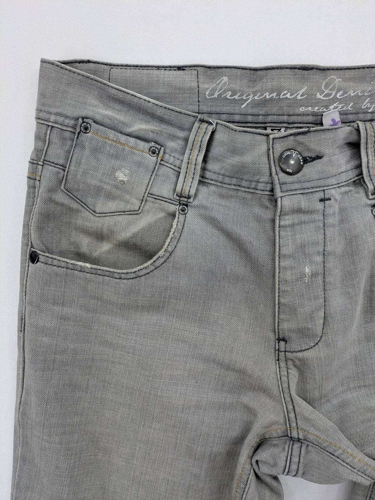 Esprit grey straight jeans with button fly and classic 5-pocket design.