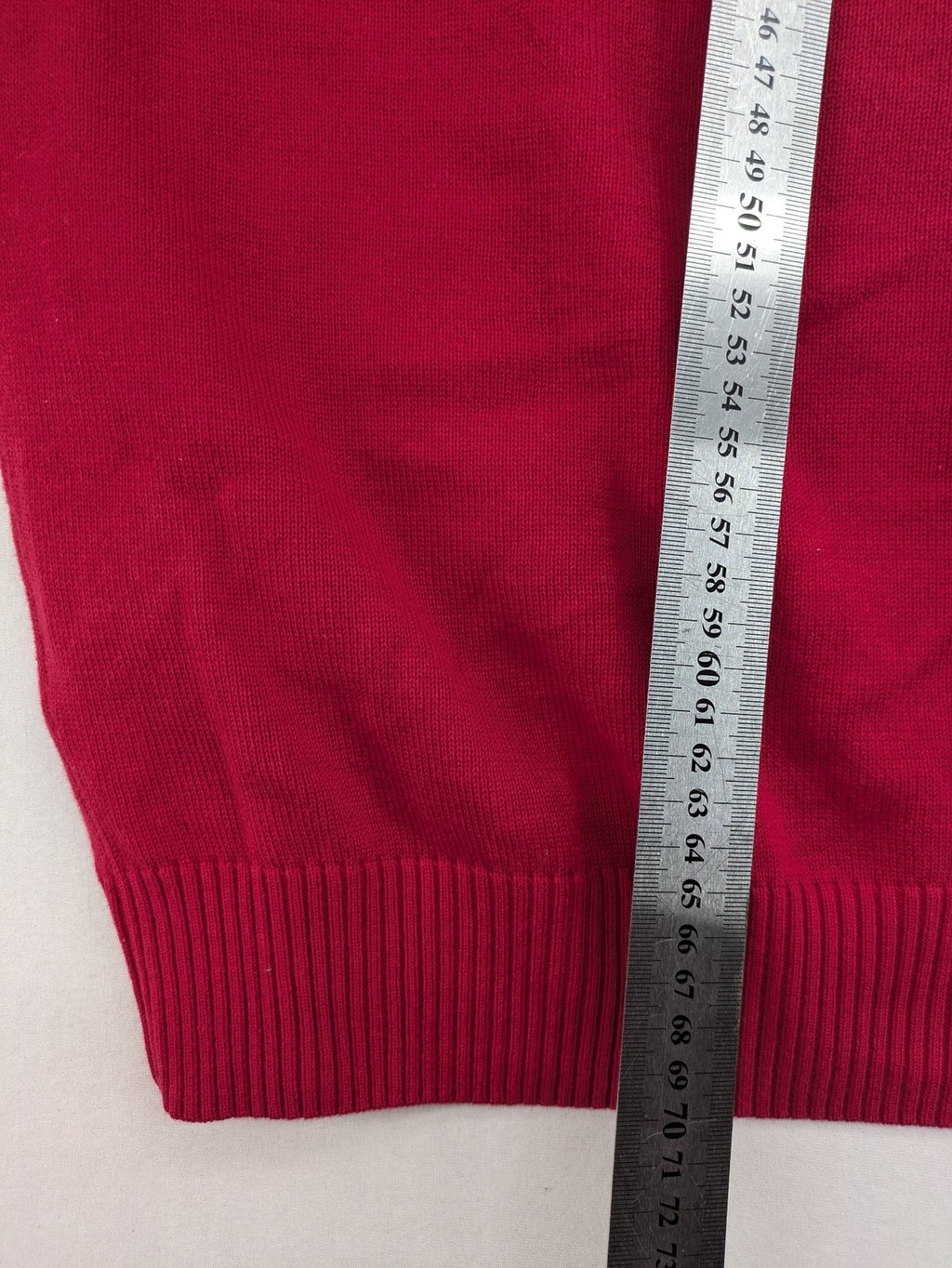 McNeal red turtle neck jumper V-neck design with ribbed cuffs and hem.