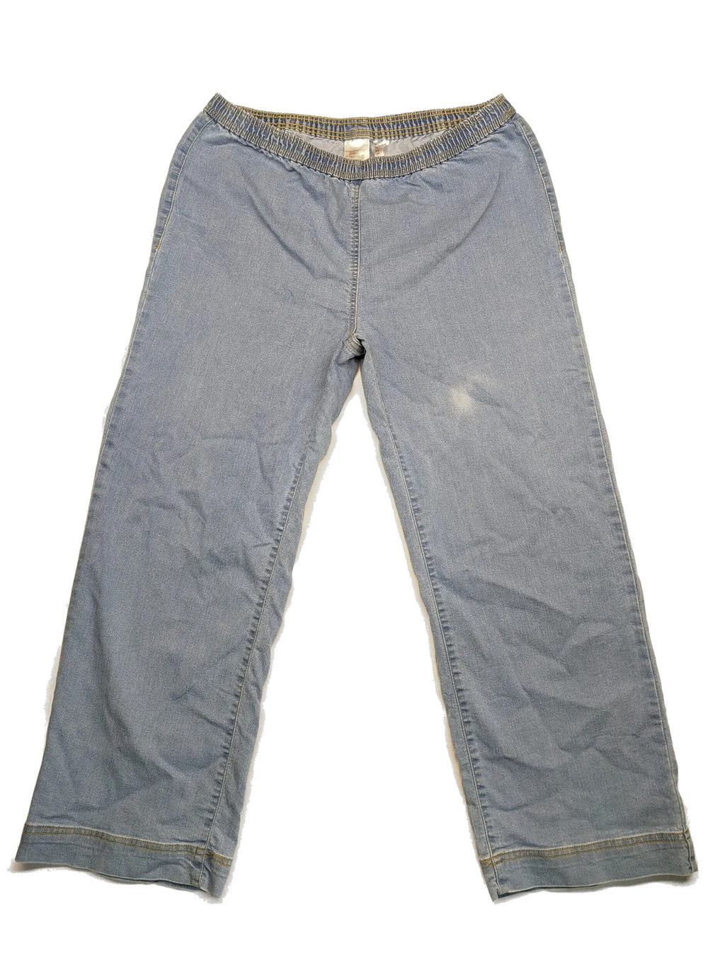 AproductZ blue straight jeans with elastic waistband and comfortable stretch fabric.