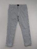 UP2FASHION blue and white striped straight jeans with five-pocket style and cotton stretch material.