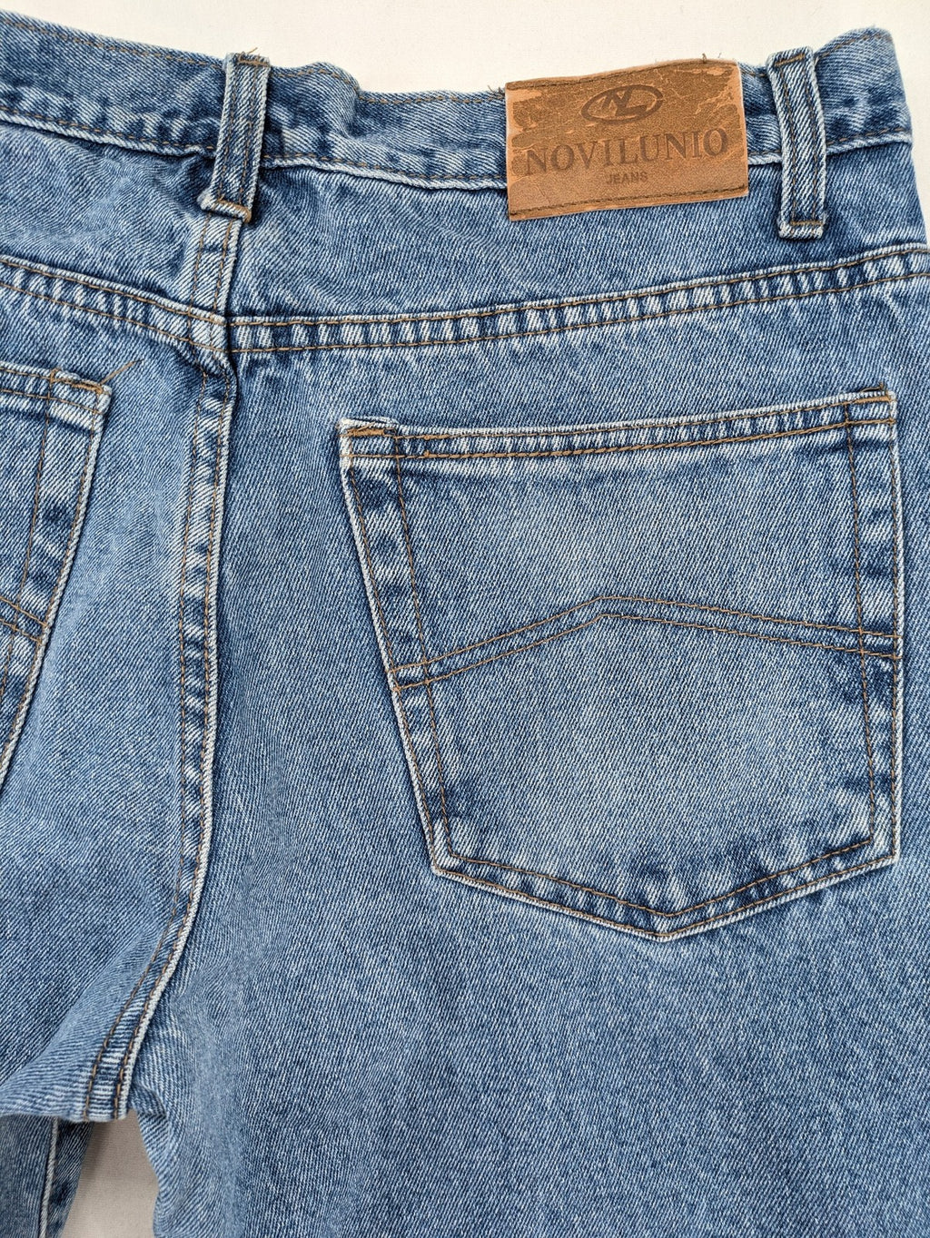 Novilunio blue straight leg jeans 5-pocket style 100% cotton vintage wash