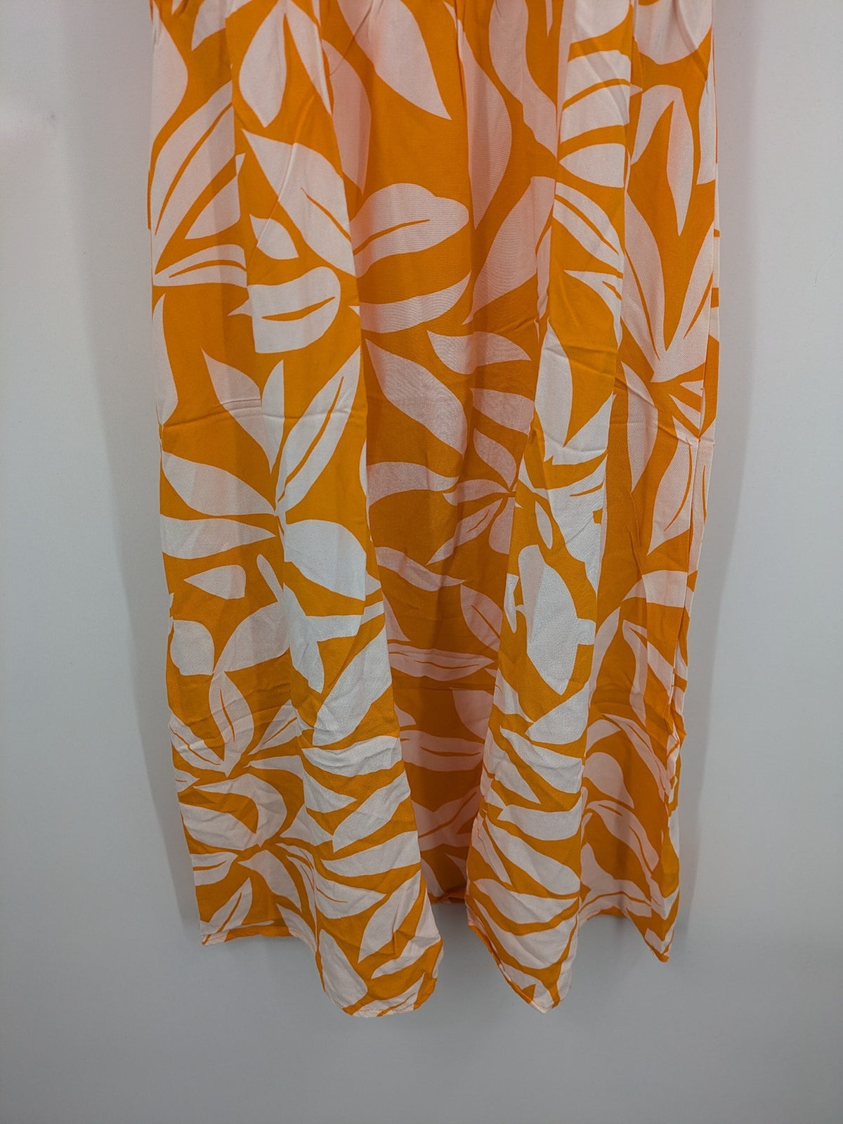 up2 fashion orange summer dress floral print smocked bodice 100% viscose