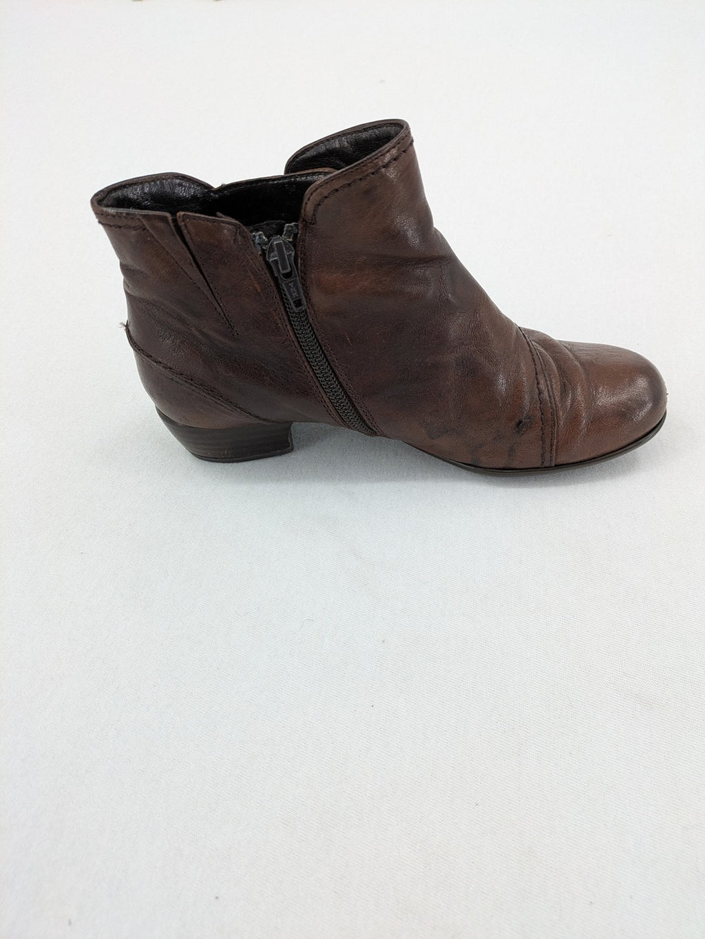 Gabor brown winter boots genuine leather side zipper decorative lacing block heel